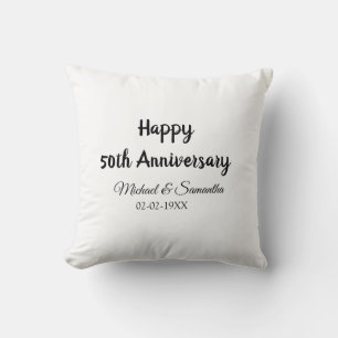 Happy 50th anniversary add couple name date weddin cushion