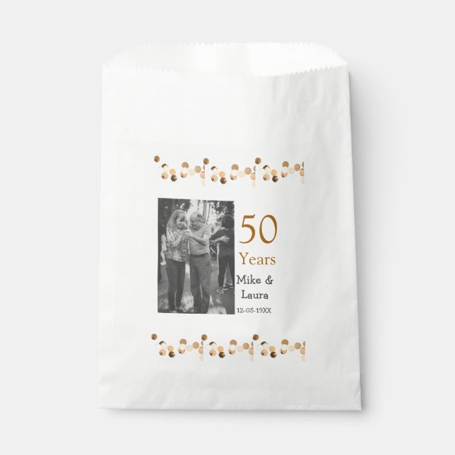 Happy 50th anniversary add couple name date weddin favour bag (Front)