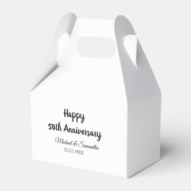 Happy 50th anniversary add couple name date weddin favour box (Front Side)