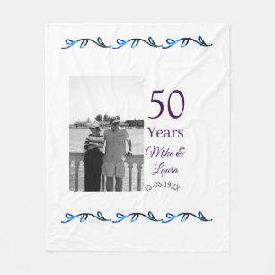 Happy 50th anniversary add couple name date weddin fleece blanket