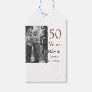 Happy 50th anniversary add couple name date weddin gift tags