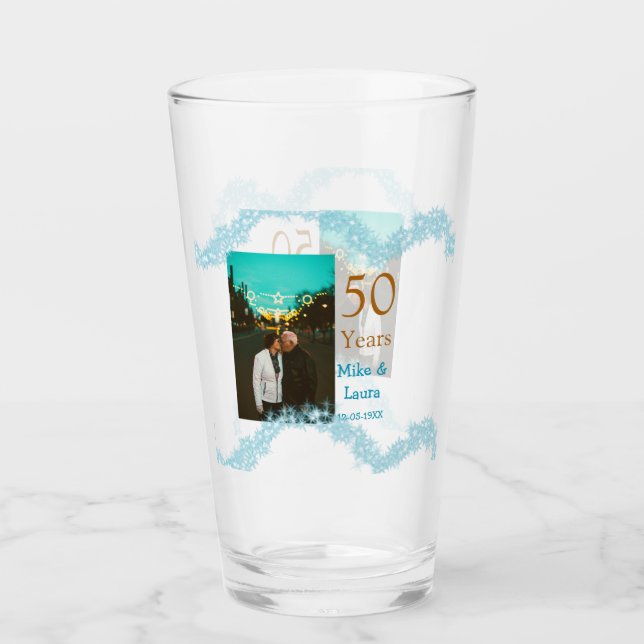 Happy 50th anniversary add couple name date weddin glass (Front)
