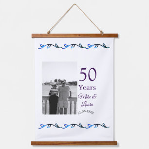 Happy 50th anniversary add couple name date weddin hanging tapestry