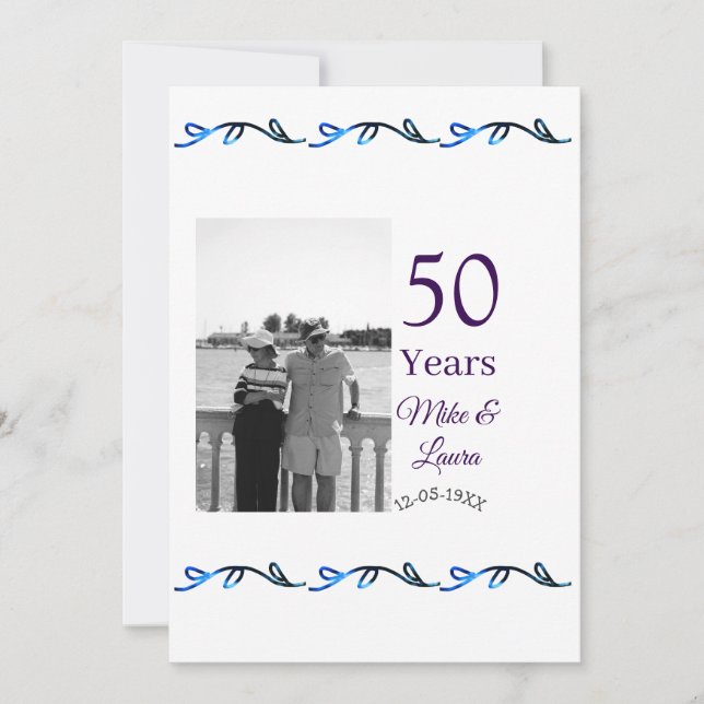 Happy 50th anniversary add couple name date weddin invitation (Front)