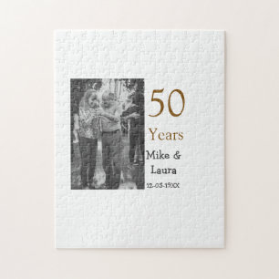 Happy 50th anniversary add couple name date weddin jigsaw puzzle