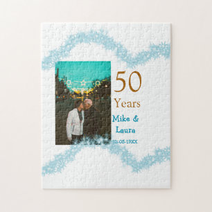 Happy 50th anniversary add couple name date weddin jigsaw puzzle