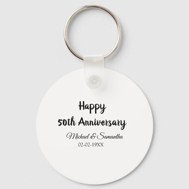 Happy 50th anniversary add couple name date weddin key ring (Front)