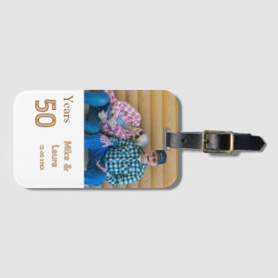 Happy 50th anniversary add couple name date weddin luggage tag
