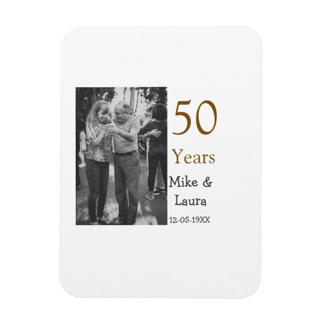 Happy 50th anniversary add couple name date weddin magnet (Vertical)