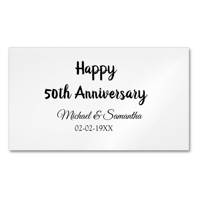Happy 50th anniversary add couple name date weddin 	Magnetic business card (Front)