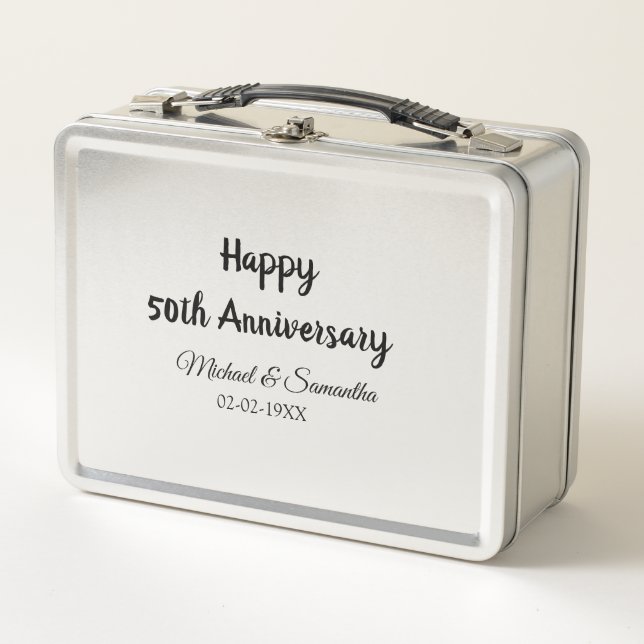Happy 50th anniversary add couple name date weddin metal lunch box (Front)