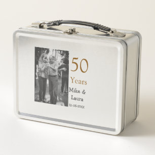 Happy 50th anniversary add couple name date weddin metal lunch box
