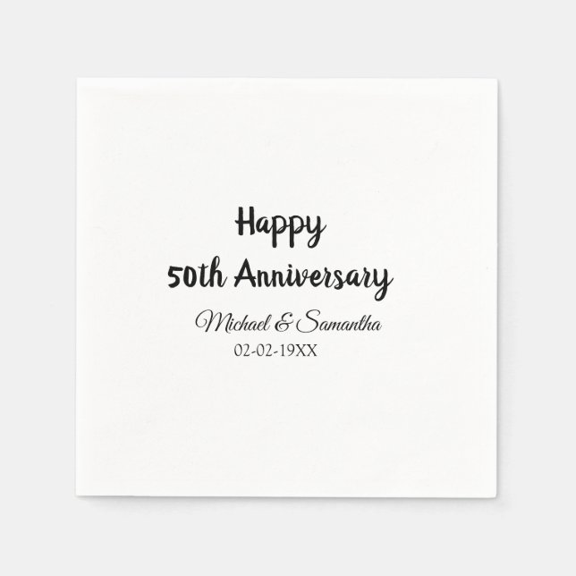 Happy 50th anniversary add couple name date weddin napkin (Front)