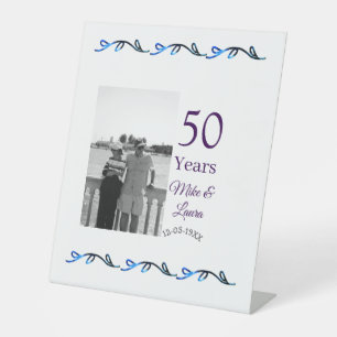 Happy 50th anniversary add couple name date weddin pedestal sign