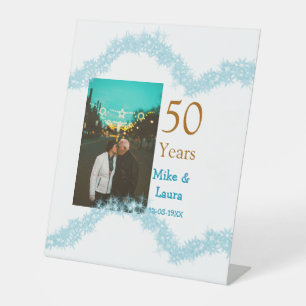 Happy 50th anniversary add couple name date weddin pedestal sign