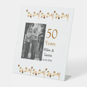 Happy 50th anniversary add couple name date weddin pedestal sign
