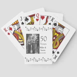 Happy 50th anniversary add couple name date weddin playing cards