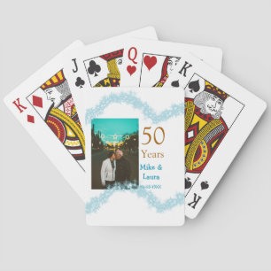 Happy 50th anniversary add couple name date weddin playing cards