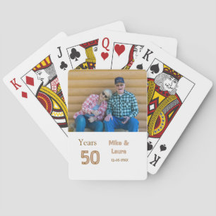 Happy 50th anniversary add couple name date weddin playing cards