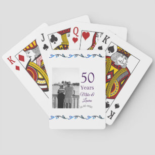 Happy 50th anniversary add couple name date weddin playing cards
