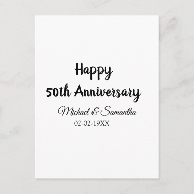 Happy 50th anniversary add couple name date weddin postcard (Front)