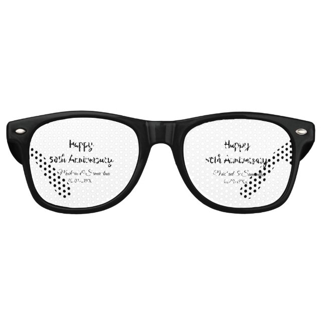Happy 50th anniversary add couple name date weddin retro sunglasses (Front)