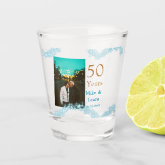 Happy 50th anniversary add couple name date weddin shot glass