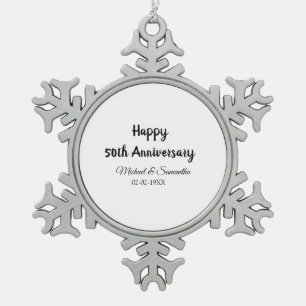 Happy 50th anniversary add couple name date weddin snowflake pewter christmas ornament