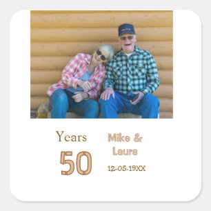 Happy 50th anniversary add couple name date weddin square sticker