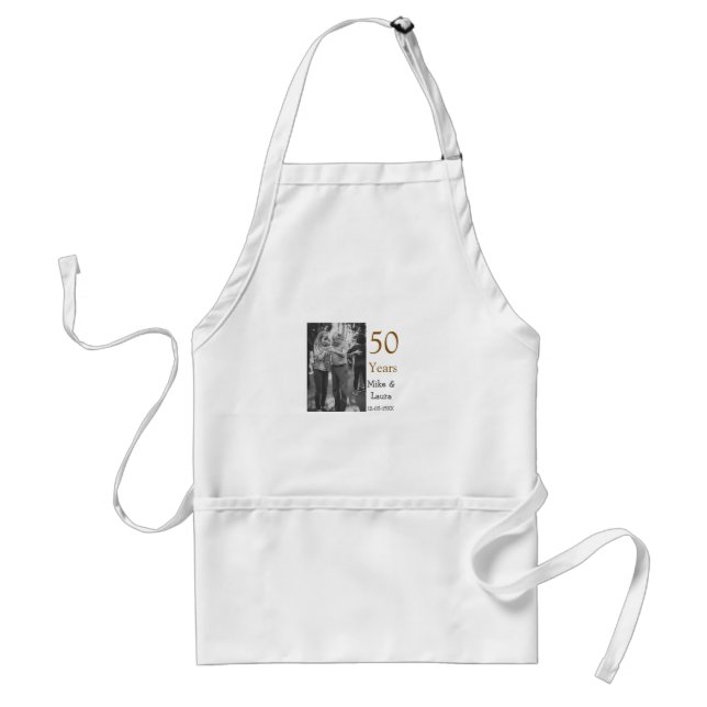 Happy 50th anniversary add couple name date weddin standard apron (Front)