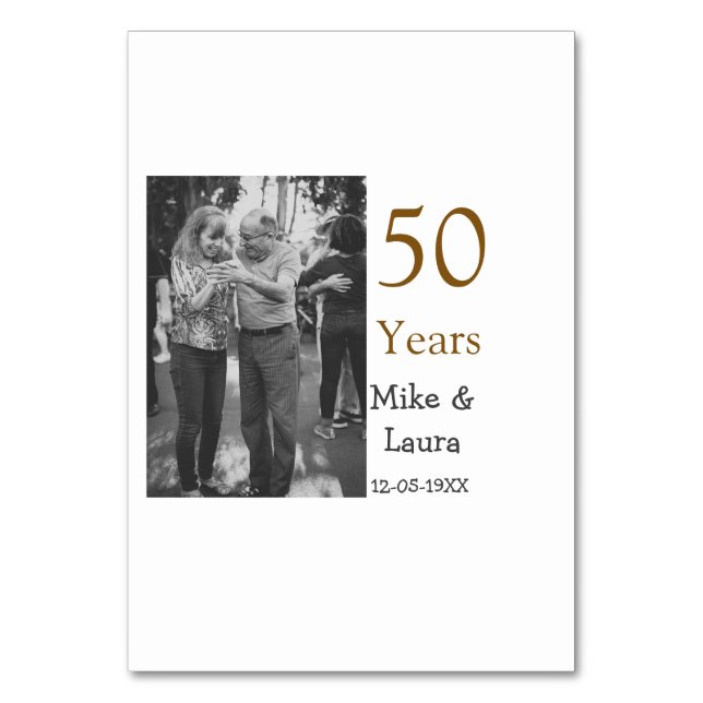 Happy 50th anniversary add couple name date weddin table number (Front)