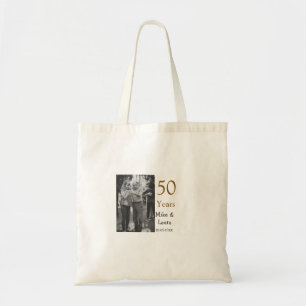 Happy 50th anniversary add couple name date weddin tote bag