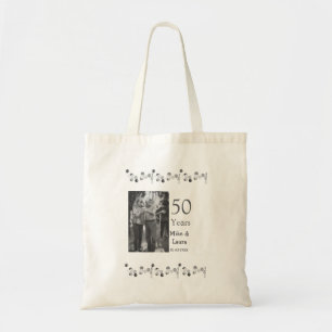 Happy 50th anniversary add couple name date weddin tote bag
