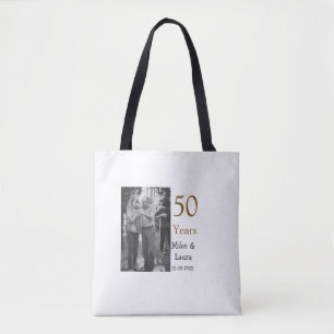 Happy 50th anniversary add couple name date weddin tote bag