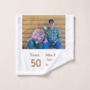 Happy 50th anniversary add couple name date weddin wash cloth