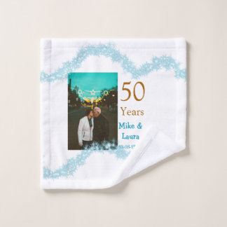 Happy 50th anniversary add couple name date weddin wash cloth