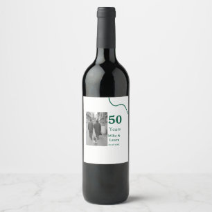Happy 50th anniversary add couple name date weddin wine label