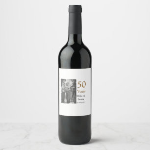 Happy 50th anniversary add couple name date weddin wine label