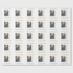 Happy 50th anniversary add couple name date weddin wrapping paper