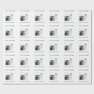 Happy 50th anniversary add couple name date weddin wrapping paper