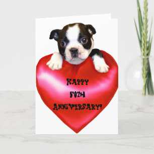 Happy 50th Anniversary Boston Terrier Card