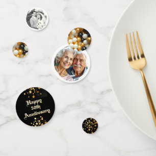 Happy 50th Anniversary Gold and Black Personalized Confetti