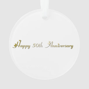 Happy 50th Anniversary Gold Font Ornament