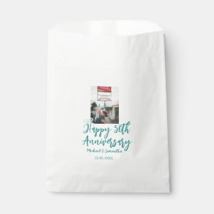 Happy 50th anniversary photo turquoise bow name da favour bag