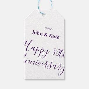 Happy 50th anniversary purple name year simple  gift tags