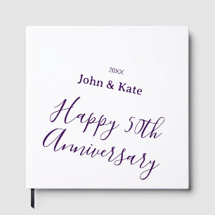 Happy 50th anniversary purple name year simple guest book