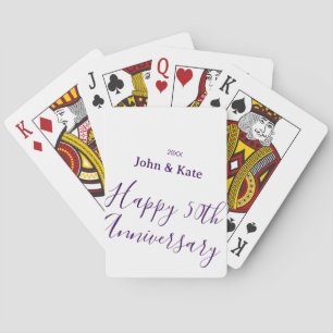 Happy 50th anniversary purple name year simple  playing cards