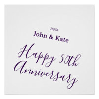 Happy 50th anniversary purple name year simple