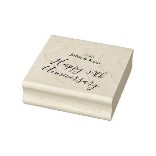 Happy 50th anniversary purple name year simple rubber stamp