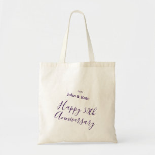 Happy 50th anniversary purple name year simple tote bag